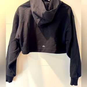 ALO Yoga Black Boxy Cropped Hoodie